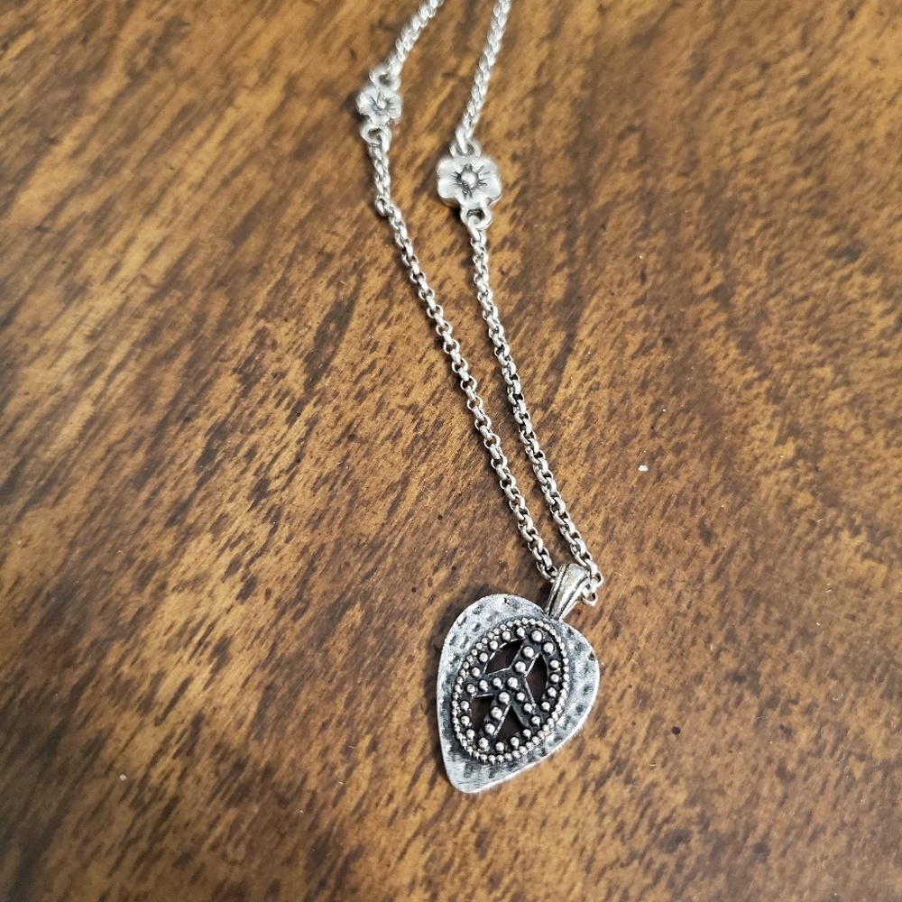 Lucky brand silver heart peace necklace